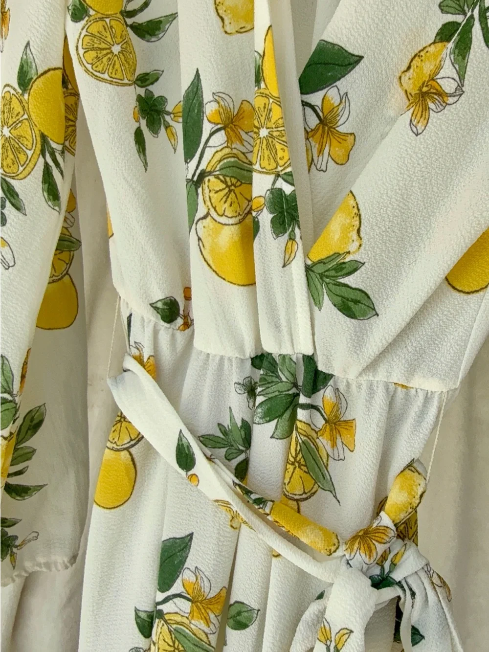Lemon Print Faux Wrap Maxi Dress - Picture 4 of 13
